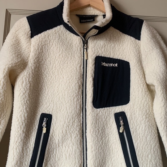 (Sold) Marmot Wiley Polartec Fleece Jacket | Cream and Black | XS - Picture 2 of 12